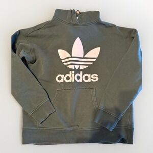 Adidas Hoodie men's Small Green Sweatshirt Pullover workout winter Logo Cotton